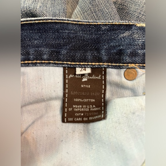 7 For All Mankind Jean Dojo shorts w distressed rips & worn detail Sz 24/0-1 - Picture 8 of 11